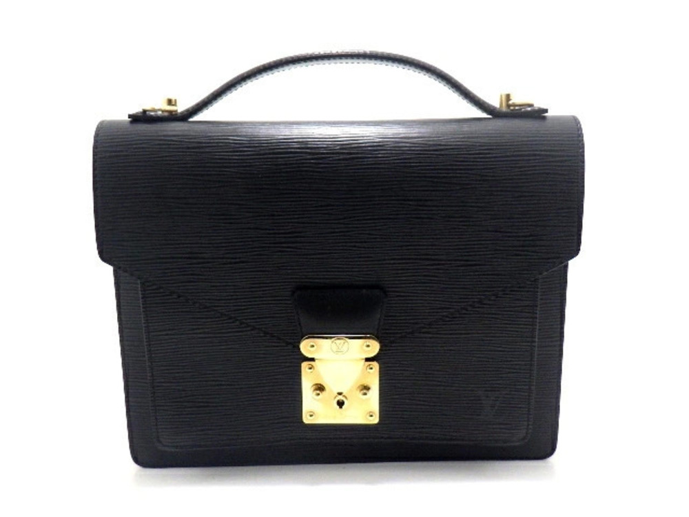 LOUIS VUITTON Bag Monceau Shoulder Epi Noir Black